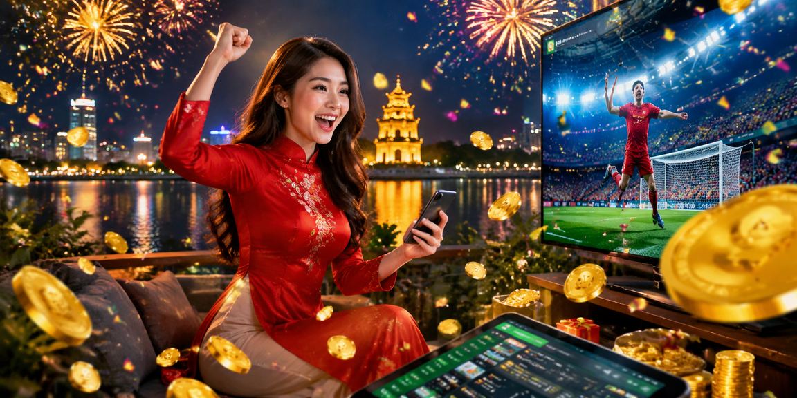 Người dùng Hà Nội mặc áo dài theo dõi kèo esports và nhận tiền thưởng trên điện thoại